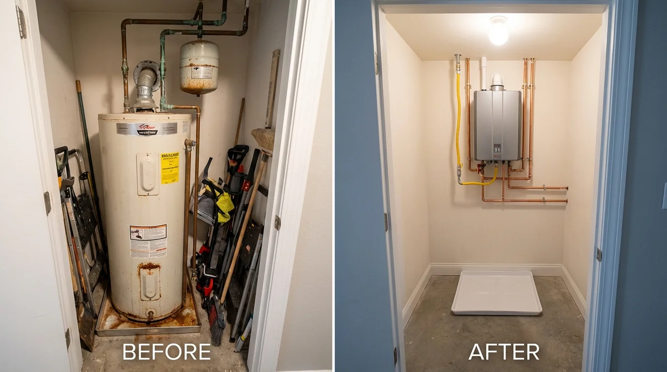 Tank water heater versus wall-mounted tankless unit comparison for Groesbeck, TX homeowners